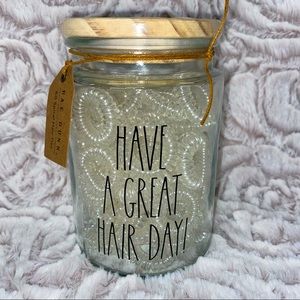 Rae Dunn HAVE A GREAT HAIR DAY hair ties jar